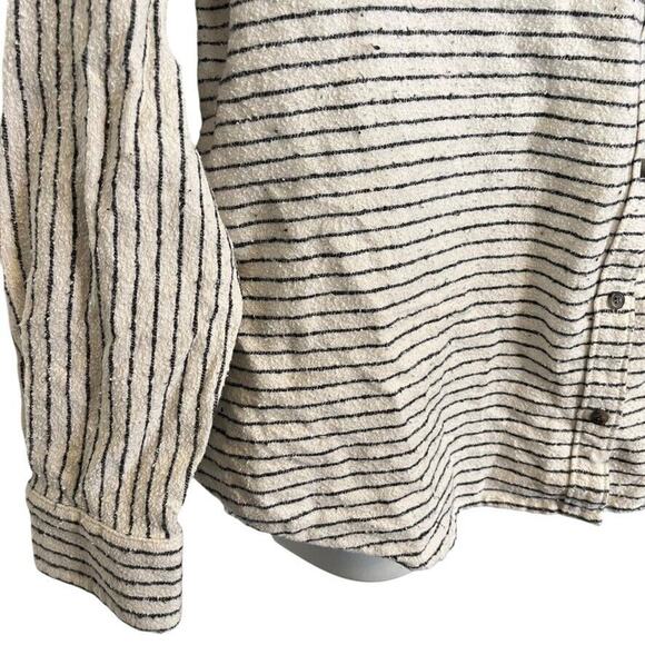 Madewell Flannel Oversized Ex Boyfriend Button Down Shirt Mick Stripe Ivory sz M - Picture 2 of 16